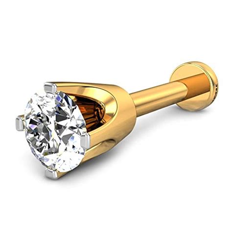 Candere by Kalyan Jewellers Wendy 18k Yellow Gold and Diamond Nosepin ...