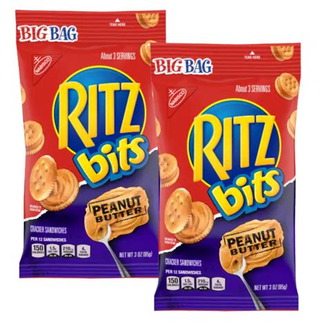PSLLC RITZ Bits Peanut Butter Sandwich Crackers, Mini Packs, Sweet and ...