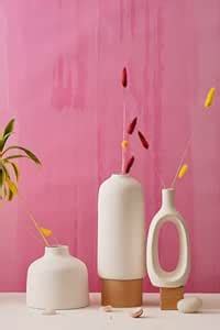 Buy PUREZENTO White Ceramic Kimono Vase - Set of 3 | Vases for Pampas ...