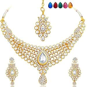 Buy Sukkhi Elegant Gold Plated Ad Necklace Set With Set Of 5 Changeable ...