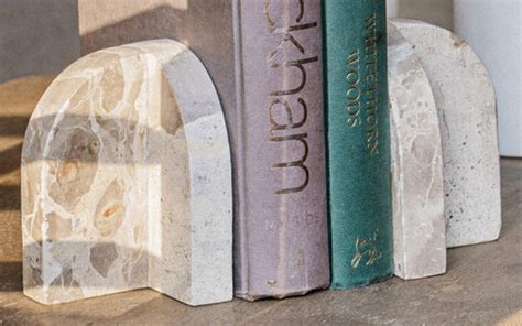 Arch Marble Book End in Panther Beige Stone Matte Finish