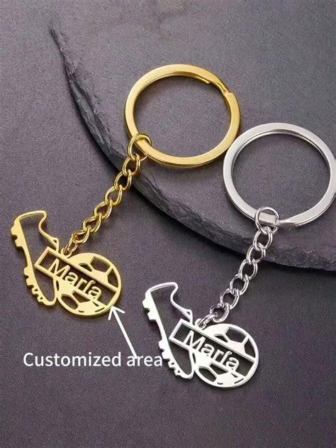 [Customized Keychain] 1pc Stainless Steel Keychain With Football And ...