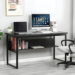CREATIVE SKILLS Computer Desk with Bookshelf: Metal Home Office Desk ...