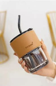 Avastro Coffee Cup Glass Cups with Lids and Straws Leak-proof Kawaii ...