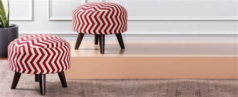 nestroots Set of 2 Ottoman Stools for Living Room Footstool for Sitting ...