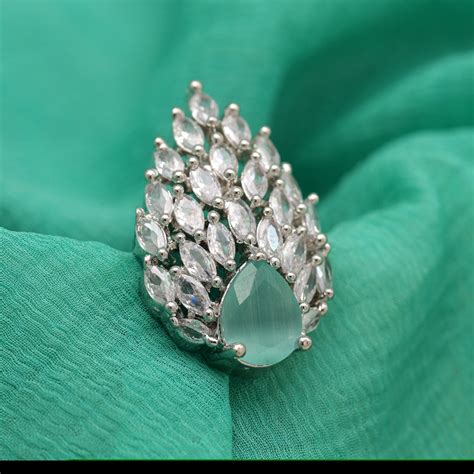 Pista Green Color American Diamond Finger Ring (ADR557PGRN ...