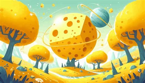 Free vector cheese planet fantasy landscape with yellow trees | Premium ...