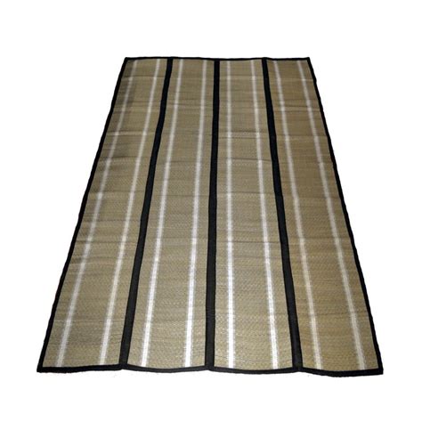 Beige and Black Handwoven Madurkathi Four-Fold Floor Mat — TVAMI