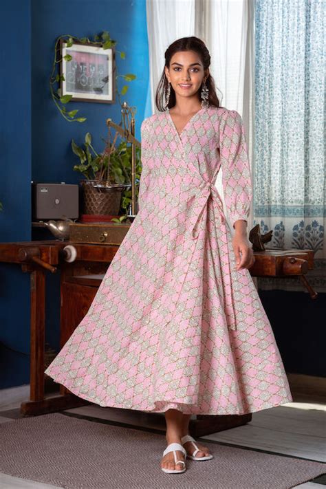 Pink Green Wrap Maxi – rivaajclothing