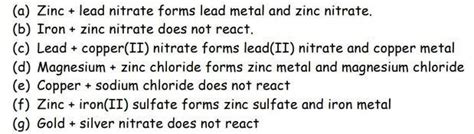 Complete the following word equations and then a chemical equation for ...