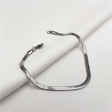 Silver Flat snake chain Bracelet – Reevaa