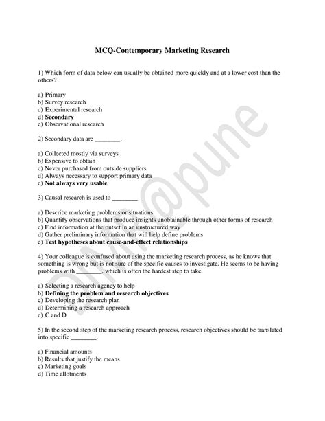 MCQs Contemporary Marketing Research - MCQ-Contemporary Marketing ...
