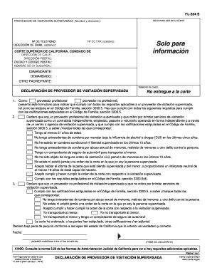 Fillable Online courts ca FL-324 S Declaration of Supervised Visitation ...