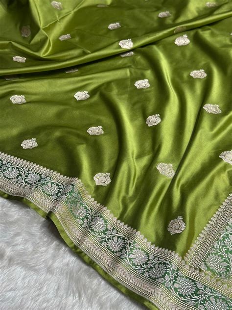 Dark Pista Shade Mashru Silk Boota – ZAIRA