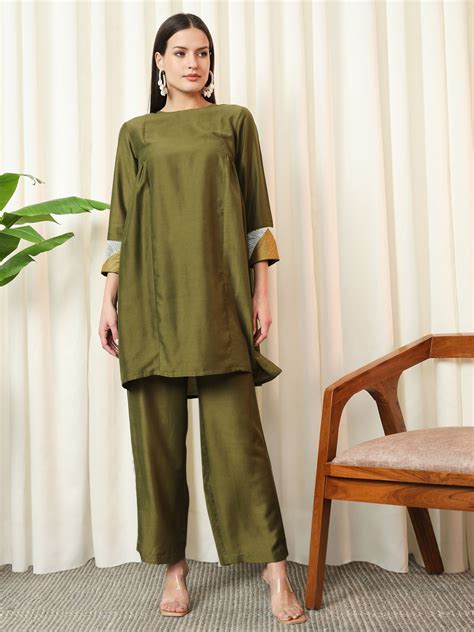 Buy Glimmer Olive Green Co-Ord Set for Women | Everyday Wear – stylefables