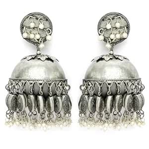 Buy Karatcart Antique Finish Tribal Oxidised Silver Lightweight Dome ...