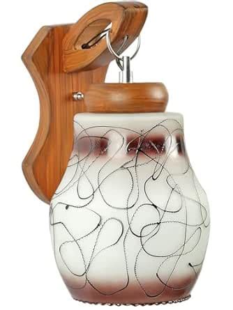 AFAST Attractive Wooden Pendant Wall Lamp with Hand- Decorated Glass ...