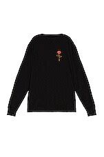 Palm Angels Small Rose Long Sleeve Tee in Black & Red | REVOLVE