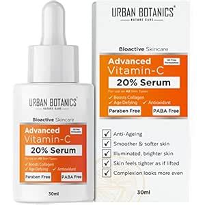 UrbanBotanics Men & Women Advanced Vitamin C Face Serum with Hyaluronic ...