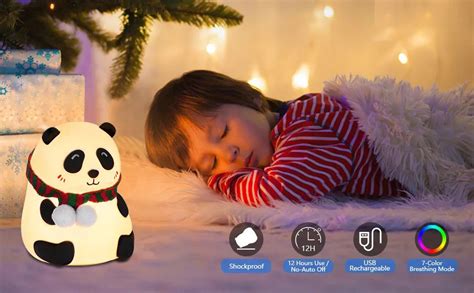 One94Store Rechargeable Silicone Panda Night Light for Kids | 7-Color ...
