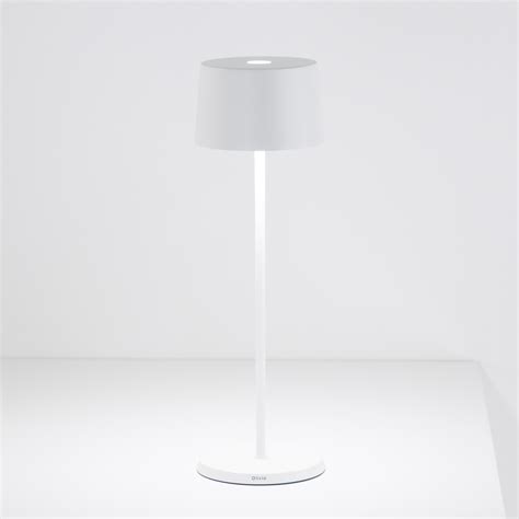 Zafferano Olivia 3K rechargeable table lamp IP65 white | Lights.co.uk