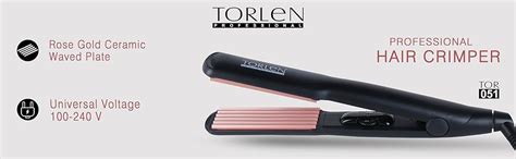TORLEN PROFESSIONAL TOR 051 Rose Gold Ceramic Plates Hair Crimper | 120 ...