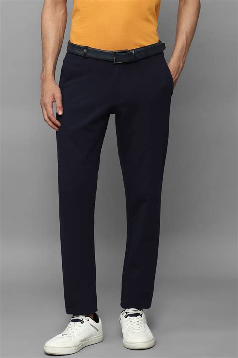 Buy Men Navy Slim Fit Solid Flat Front Casual Trousers Online - 902697 ...