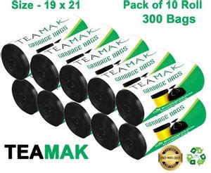 KALP CRAZE Black Garbage Bags 19x21 inches (Pack of 10, 300 Pieces ...