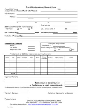 Travel Reimbursement Request Form - Blank Fillable Template | Fill Out ...