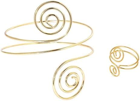 2Pcs Arm Cuff Jewellery for Women, Gold Arm Cuff and Ring Set, Stylish ...