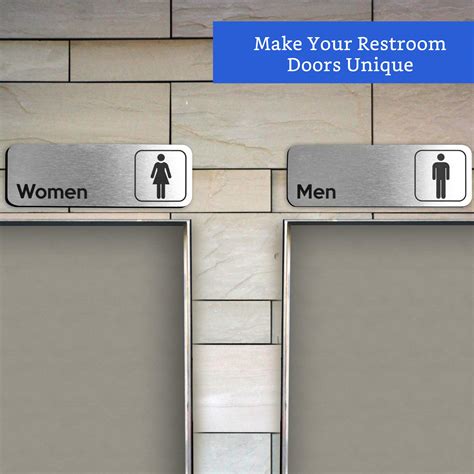 Brushed Aluminum Restroom Signs (Set of 2) - Men and Women Modern ...