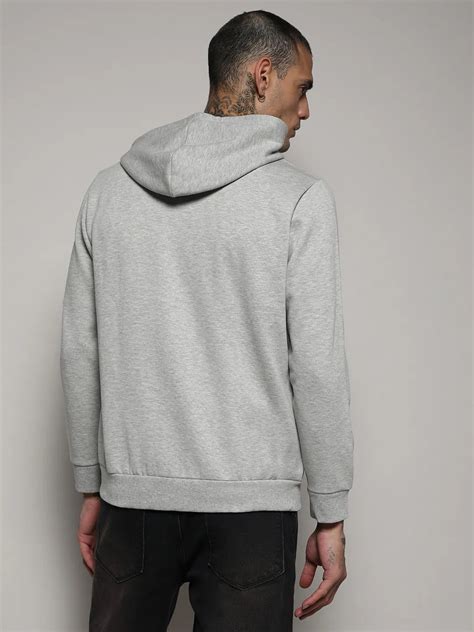 Rs. 849 | Campus Sutra Men's Light Grey Zip-Front Hoodie With Contrast ...