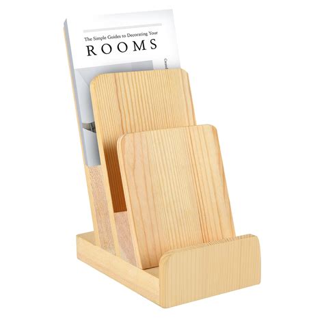 Dostatni 3 Tier Pine Wood Literature Holder Pamphlet Display Stand ...