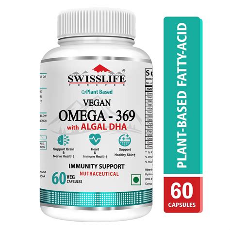 Buy Plant Based Vegan Omega 3 6 9 with ALGAL DHA Oil Capsules for Men ...