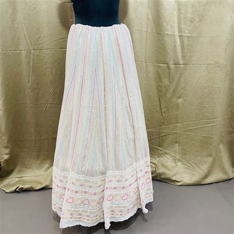 Buy White & Multicolor Stripe Lurex Sequence Georgette/12 Kali Online ...
