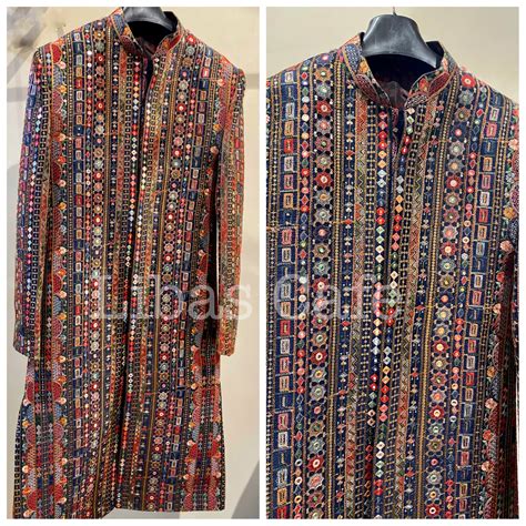 Multicolored Thread Embroidered Sherwani – LIBAS CAFE