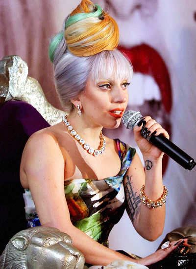 International pop star Lady Gaga during a press conference in New Delhi ...