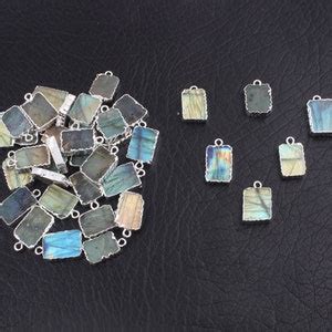 Buy Natural Spectrolite Labradorite Silver Plated Connectors, DIY ...