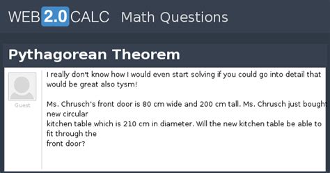 View question - Pythagorean Theorem