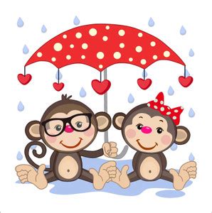 K2A Design 60 cm monkey couple cartoon drawing wall sticker ((60X60 cm ...