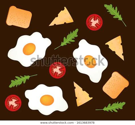 Seamless Background Breakfast Egg Cheese Arugula: стоковая векторная ...
