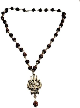 Aish N Bless (Pack of 2) Mahakal Locket with Rudraksha Mala, Golden Om ...