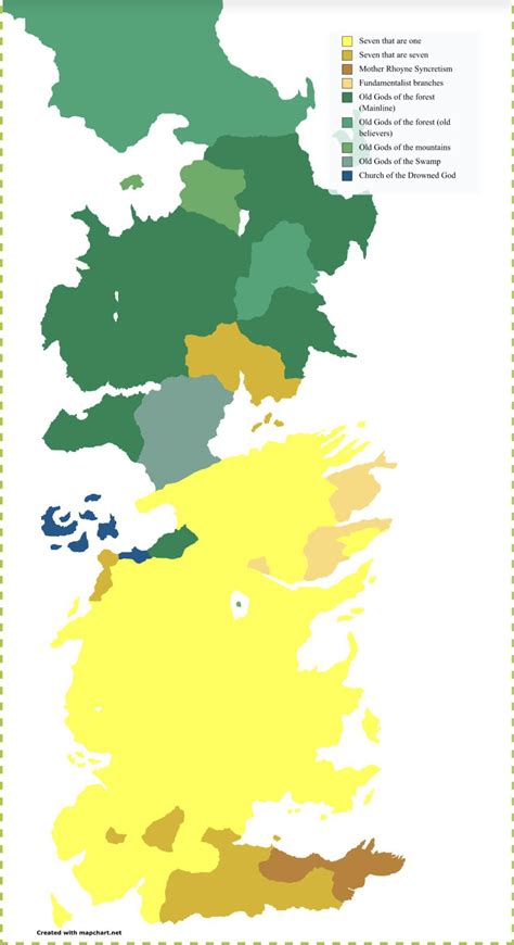Map of Religions in Westeros (spoilers main) : r/asoiaf