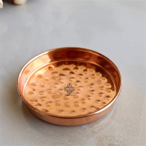 Indian Art Villa, Pure Copper Glass/Cup Lid With Hammered Design, Smal ...
