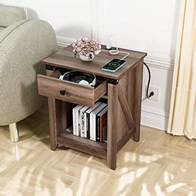 HOSEOKA Rustic Nightstand with Charging Station and Storage India | Ubuy