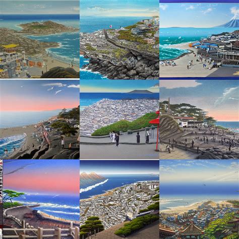azimuth matte painting of Japan Shonan Enoshima, | Stable Diffusion | OpenArt