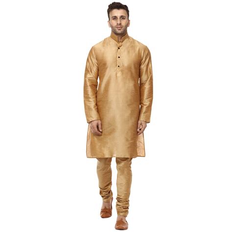 Buy Veera Paridhaan Men Silk Plain Chinese Collar Kurta with Payjama ...
