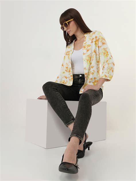 Buy Women Lime Floral Slim Fit Shirt | Kraus Jeans