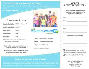 Fillable Online centralmaryland yfc GOLFER REGISTRATION FORM ...
