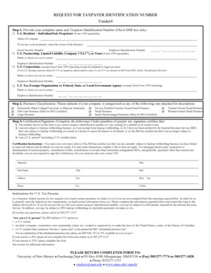 Request for Taxpayer Identification Number - Blank Fillable Template ...